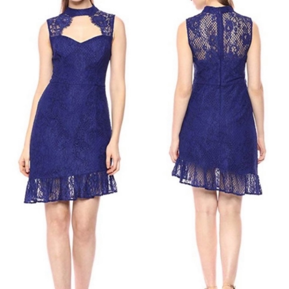 Guess | ‘Brandie’ Royal Blue Lace Sleeveless Asymmetric Dress *NWT* Size: 6